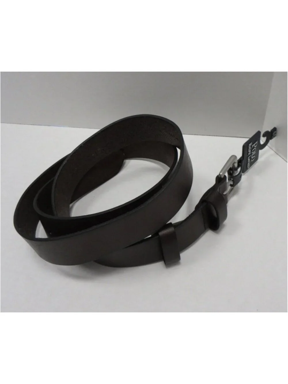 VGT Polo Ralph Lauren Belt 46 Italian Leather Silver Buckle Classic